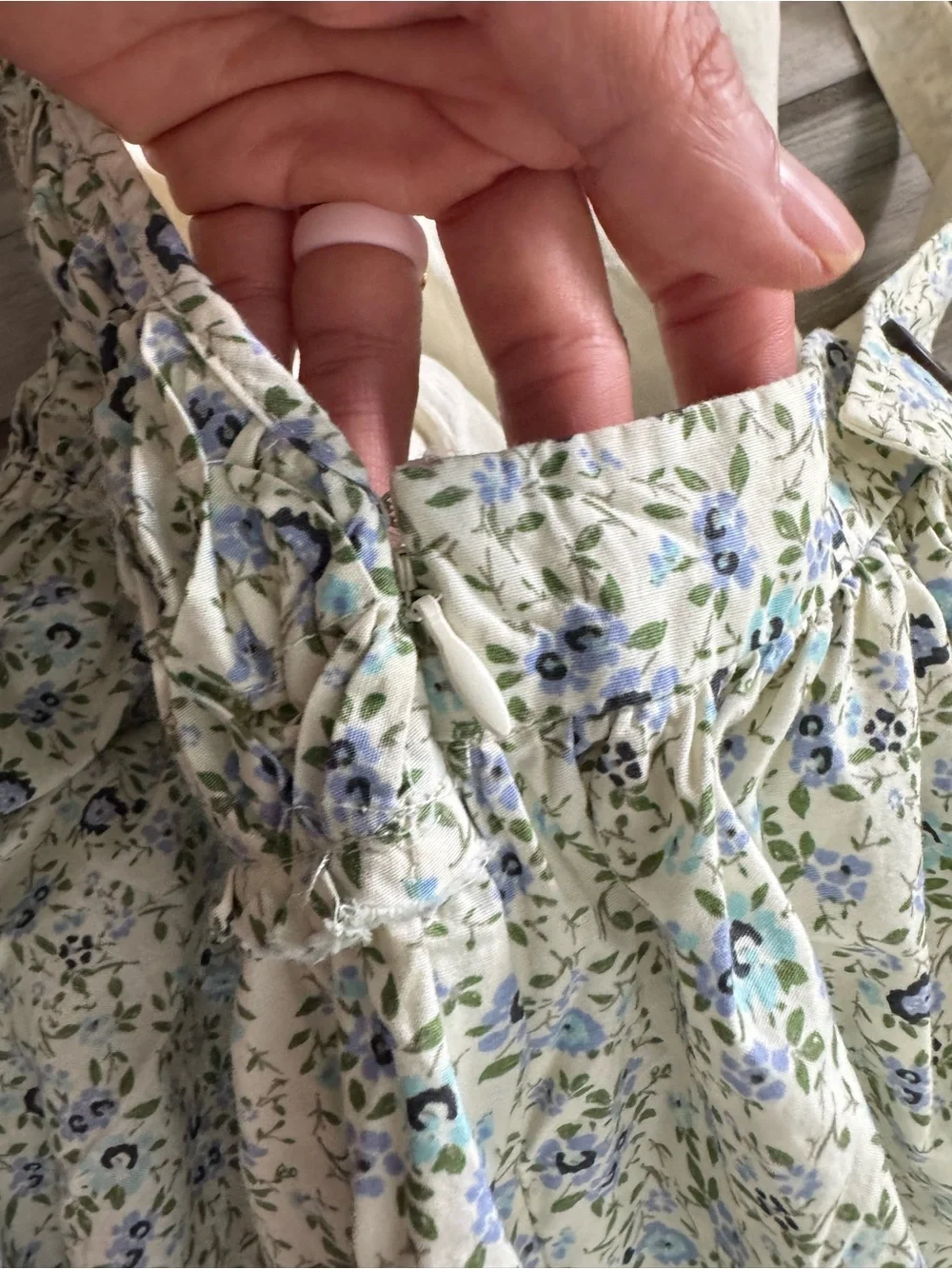 Free People Petunia Mini Dress XL Blue Floral Smocked Cross Back Cotton Boho